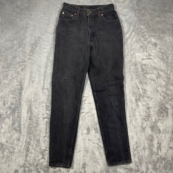 Vintage 1997 Levis 550 Black Denim Relaxed Fit Tapered Leg Womens Jeans 8 Reg L - Picture 1 of 13